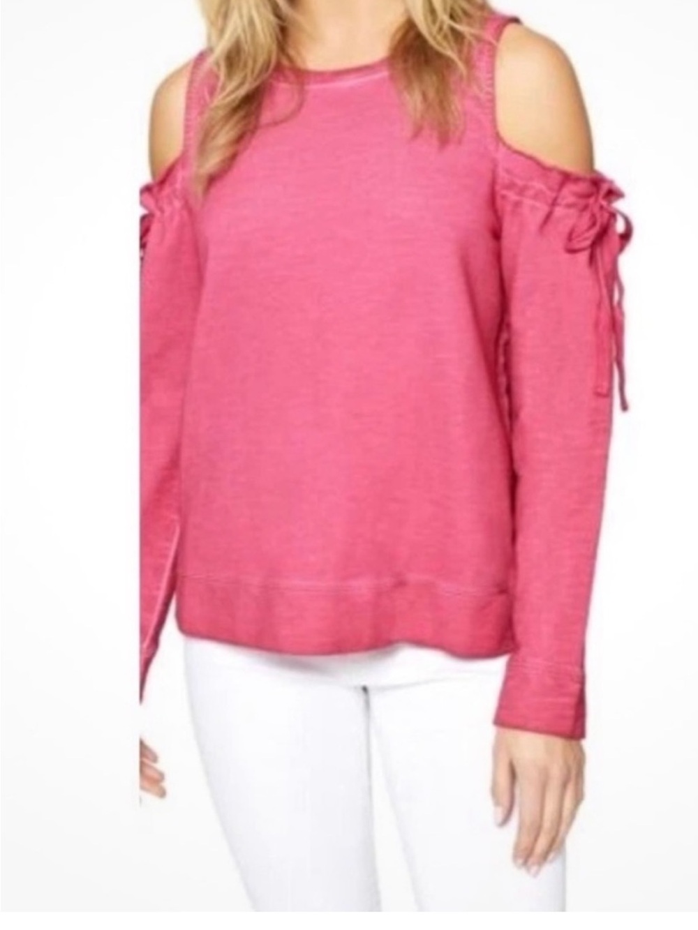 ⭐️SANCTUARY Pink Cold-Shoulder French Terry Sweatshirt NWOT XS